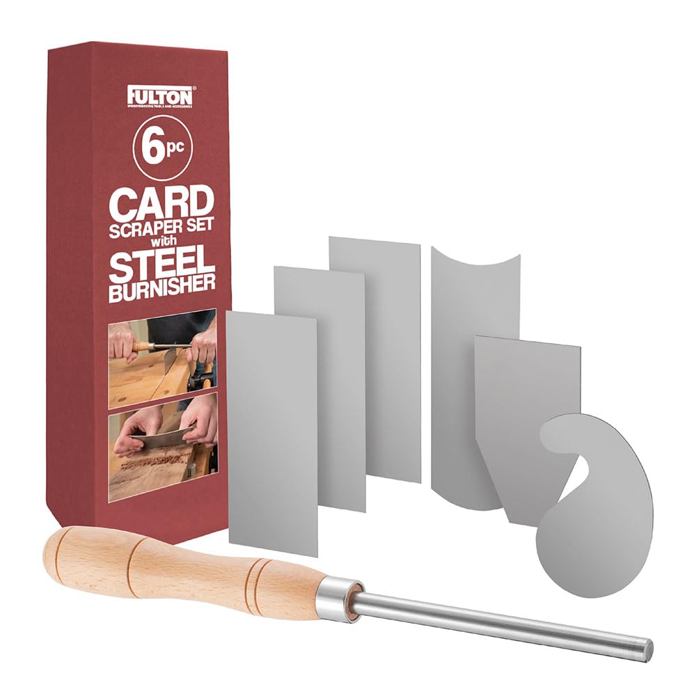 Cabinet Scraper Burnisher with 6 Piece Multi-Shaped Card Scrapers