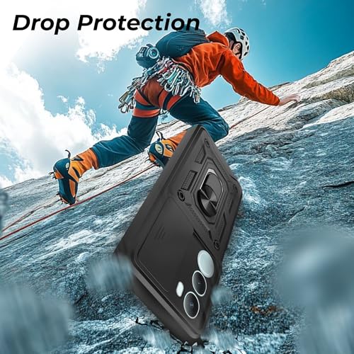 Image of A rtistque Armor Bumper Back Case Cover for Vivo Y29 5G / Vivo Y19s 5G | Stylish Ring Holder & Inbuilt Stand | Sliding Camera Cover | TPU Protective Design | Vivo Y29 & Y19s Back Cover - Black