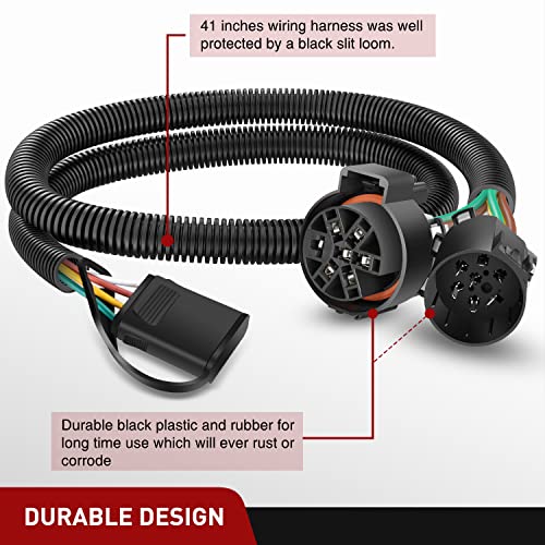 Nilight USCAR 7 Pin to 4-Pin Trailer Wiring Harness Standard 7 Way Plug for Tailgate Light Bar Adapter 41 Inches Wire for Factory Tow Package Vehicles with Uscar Socket by Nilight - Image 4