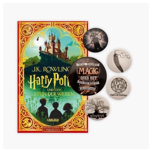 Harry Potter und der Stein der Weisen: farbig illustrierte Prachtausgabe mit Goldprägung von MinaLima + 1 original Harry Potter Button