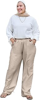 بنطلون كتان بقصة عريضة للنساء من تاي شوب