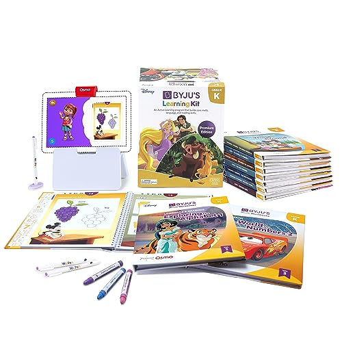 BYJU’S Learning Kit: Disney, Kindergarten Premium Edition (App + 10 Workbooks) Ages 4-6 - Featuring Disney & Pixar Characters - Learn Letter Sounds, Sight Words & Numbers - Osmo Fire base included