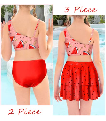 Image of RAISEVERN Girls Swimsuit 3 Piece Bathing Suits Cute Swimwear for 5-12 Years