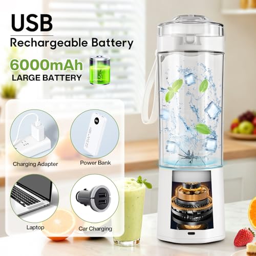 Image of Upgrade 700 ML Portable Smoothie Blender, Rechargeable Blende -White