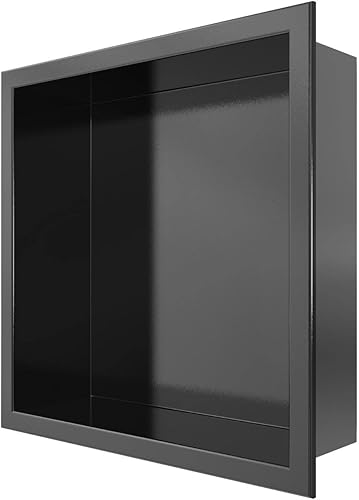 Odass  Niche de ducha  12 x 12 pulgadas  No necesita azulejos  Niche cuadrado de acero inoxidable #304  Organizador de estante individual empotrable