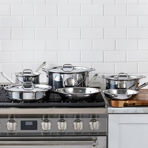 All-Clad D3 3-Ply Stainless Steel Cookware Set 10 Piece, Induction, Oven Broiler Safe 600F, Kitchen Cooking Set w/ Frying Pans, Saucepans, Saute Pan, Stockpot and Soup Pot, Pots and Pans, Silver - Thumbnail 2