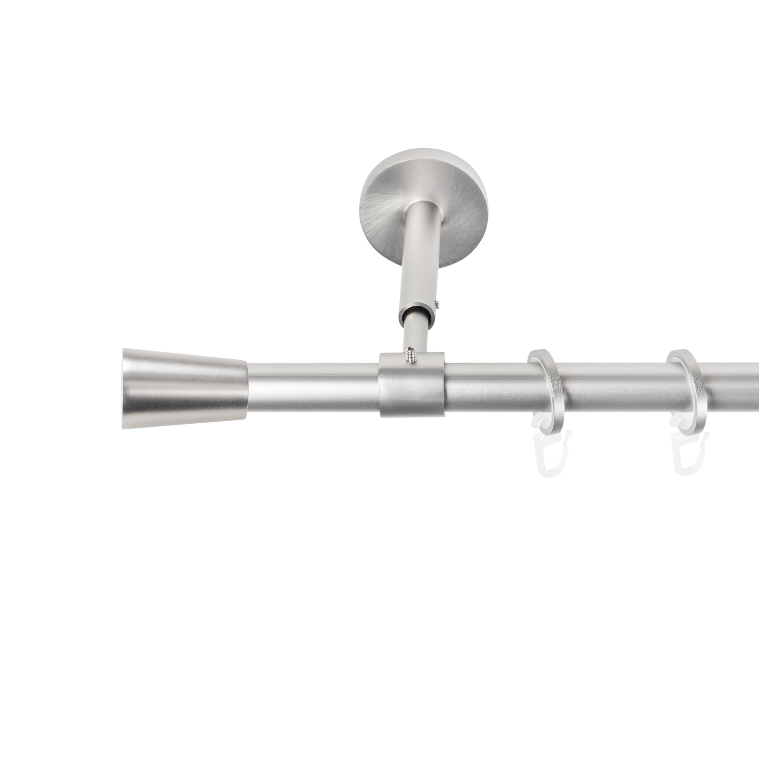 SN Deco Gardinenstange Nizza, 360 cm, Ø19 mm, 1-läufig Stahl Komplett-Set mit Ringen geschlossener Träger, chrom matt
