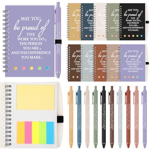 Honoson 20 Set School End of Year Student Gifts Bulk Small May you be Proud of Inspirational Notebook with Sticky Note Motivational Pen for Graduation Teacher Staff Coworker Team Office(Neutral Color) by Honoson - Used condition - US$27.26