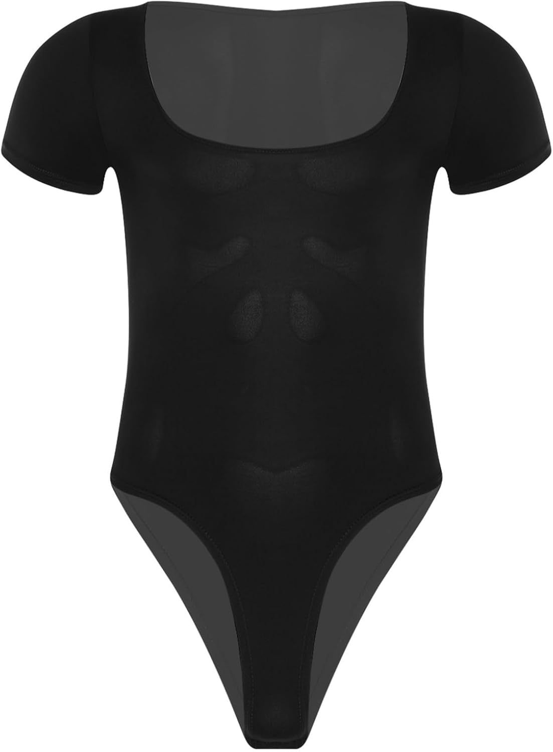 ACSUSS Mens Solid Color Bodysuit Square Neck Long Sleeve Slim-fit Leotard Jumpsuit for Yoga Workout