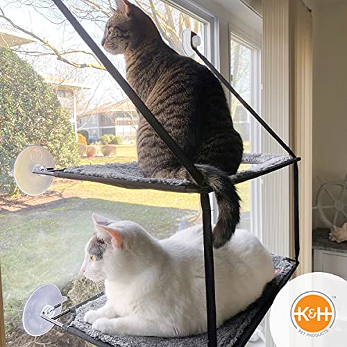 K&H Pet Products EZ Mount Double Stack Cat Window Perch for Large Cats, Sturdy Window Hammock Bed, Steel Frame, Sturdy Suction Cups, 2 Washable Shelf Covers, Foldable - Fits 27"W X 31"H Glass Spaces by K&H Pet Products - Image 7