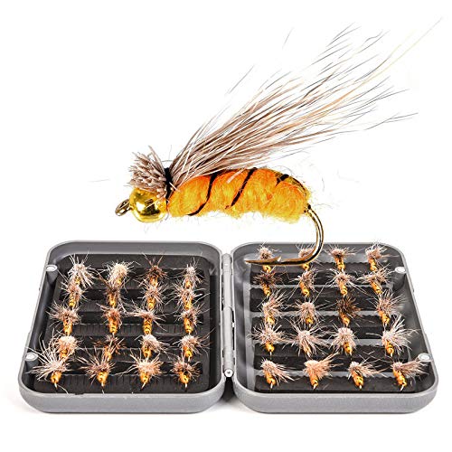 Leurres de Pêche Kit 4 0PCS Set de pêche à la Mouche Souchée Truite Siltted Bait Pêche Crochets Tackle avec Boîte Artificielle Appâts