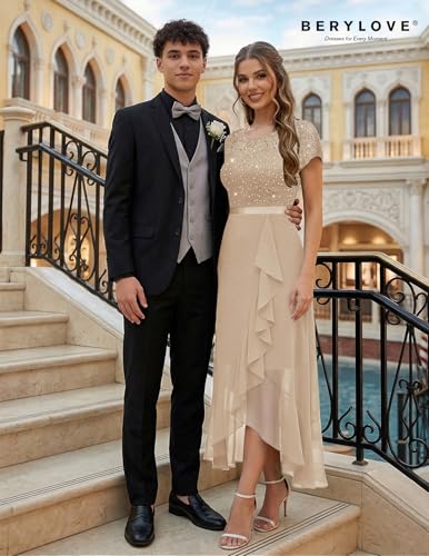 Image of BeryLove Formal Dresses for Women 2026 Wedding Guest with Slit Cocktail Elegant Lace Long Prom Dress