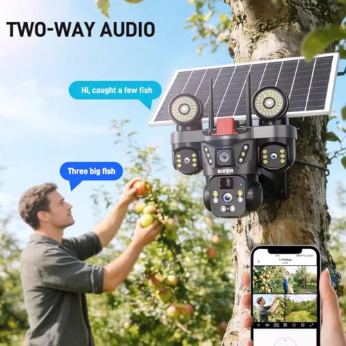 Image of SIFER 12 MP Full HD Triple Lens Solar CCTV Camera | Two-Way Audio | 4g sim Solar Camera Outdoor Waterproof 360 | Human Detection | Color Night Vision