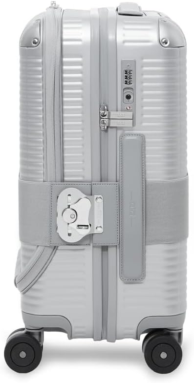 FPM MILANO Bank Zip Discontiuned 21" Front Pocket - Polycarbonate Zippered Carry-On Luggage - Hardside Cabin Suitcase with Elastic Belt and 4 Spinner Wheels - Large Carry-on - Glacier Grey