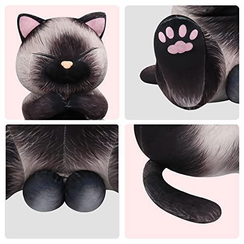 Siamese Cat Plush Pillow, Kawaii Kitten With Balls Stuffed Animals Soft Toy Doll Big Hugging Plushie Gifts For Boys Teenager Adult Girlfriend 15.75" #TOP4