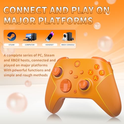 Image of Wireless 2.4GHz Controller for Xbox One Controller with 7 Colors RGB Light,Compatible With Xbox Series S|X Consoles,Steam,PC,with 1000mAh Battery /Hall Effect Sticks /Turbo /Programmable /3.5mm Audio Jack (Orange)