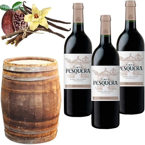Pesquera Crianza 2021 - Vino Tinto - Sabor a Cacao, Vainilla y Regaliz, un señor vino ideal para comidas familiares o regalos enternezedores - Pack 3 Botellas 75cl