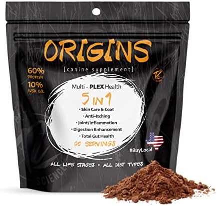 ROGUE PET SCIENCE Origins 5-in-1 Dog Supplement - Powdered Food Topper w/Natural Omega 3 Fish Oil - Supports Healthy Digestion, Skin, and Coat - Helps Reduce Itching & Joint Inflammation (5 lbs)