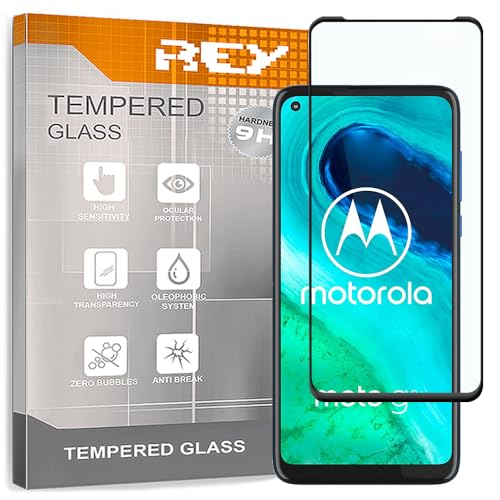 REY Verre Trempé 3D pour MOTOROLA MOTO G8, Noir, Protecteur d'écran qualité supérieure, Protection Complète, 3D, 4D, 5D