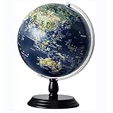 SZWH Praktische Kinder-Weltkugel mit Holzsockel, Desktop-Geo-Globus, der größere 9,8-Zoll-Lernkugel beleuchtet