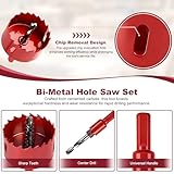 Idong 13PCS Bi-Metal Hole Saw Sets with Arbor and Pilot Bit, 18mm-75mm Hole Cutter Set, Drill Bit for Cutting Wood, Plywood, Plastic, Drywall, Thin Metal Sheet, Ideal for DIY Projects & Workshop Tasks - Image 4