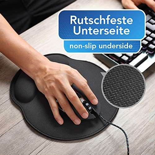Sidorenko podkładka pod mysz z żelową podkładką na nadgarstek - 26 x 24 cm - ergonomiczna podkładka pod mysz ze zszytymi krawędziami - podkładka pod mysz z podkładką dla delikatnego wsparcia nadgarstka -