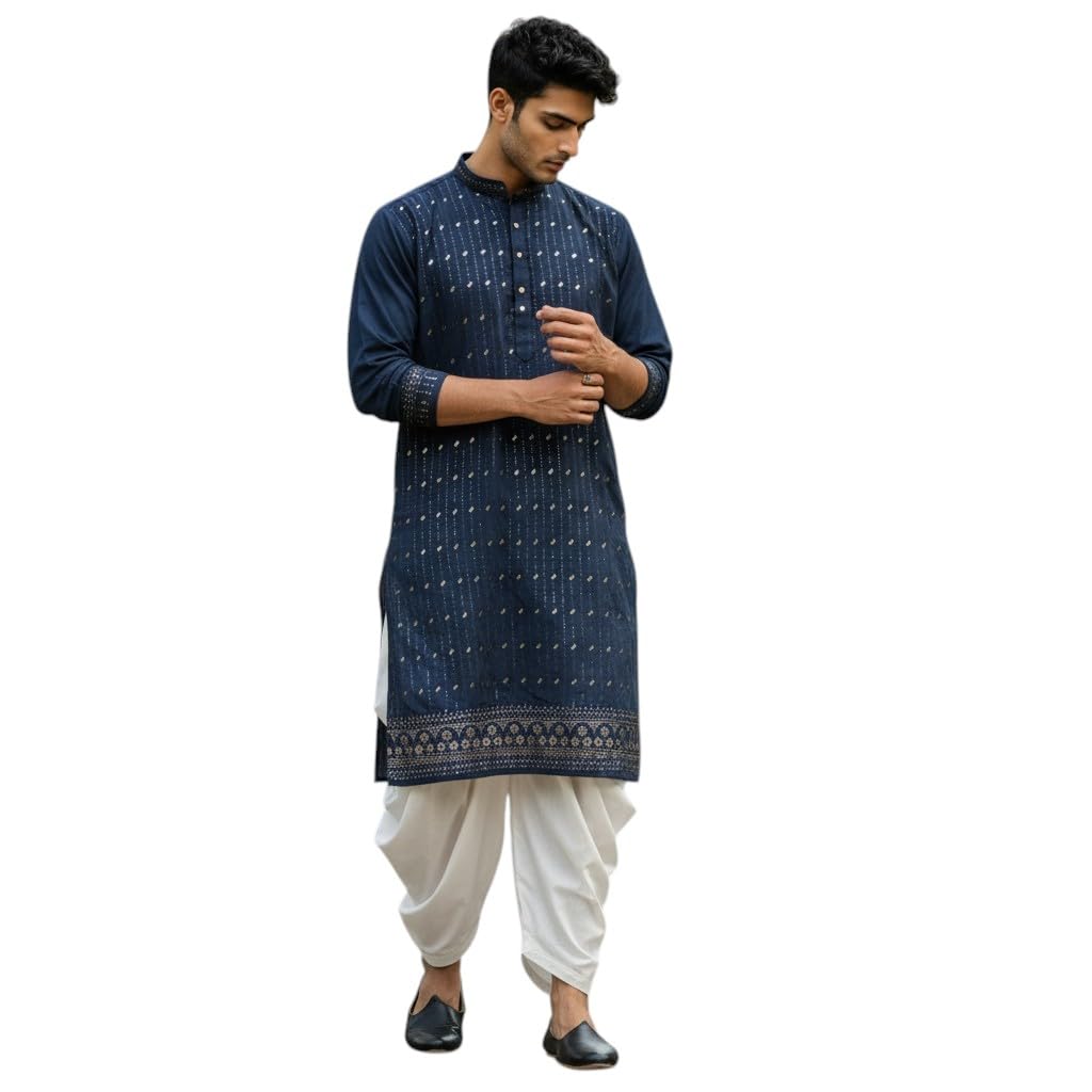 Men's Printed Kurta Dhoti Set Traditional Ethnic Wear for Festivals & Weddings | Men's Stylish Printed Kurta with Dhoti Set | Traditional Indian Ethnic Wear for Men-image-46