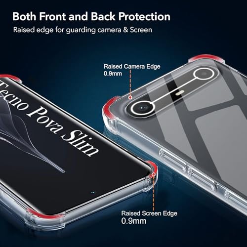 Image of Jkobi Shockproof Crystal-Clear Back Cover for Tecno Pova Slim (Anti Yellow Case | Drop & Camera Protection | Hard Polycarbonate)
