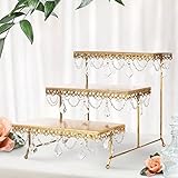 Efavormart 15' Tall GOLD 3 Tiered Serving Stand Cupcake Dessert Stand With Crystal Pendants