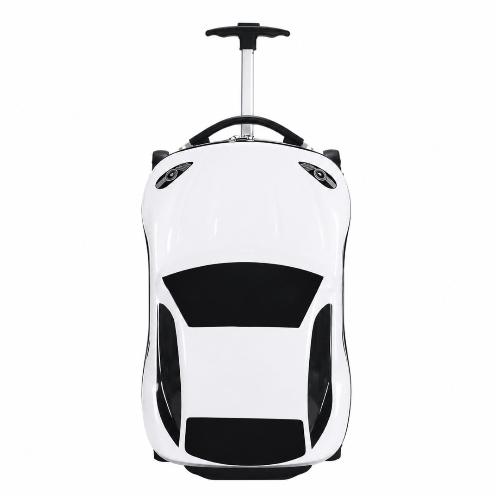 Car Suitcase Telescopic Hard-Sided Suitcase Glossy Rigid-Sided Luggage for Young Children, Girls, Airport, Family Trips, Sleepovers White-picture-17