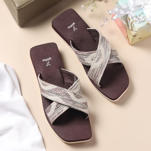 Image of YOHO Flats for Women | Lightweight, Anti-Skid, Cushioned Footbed Flip Flops | Casual & Fashionable for Everyday Use EVA Sandals 002