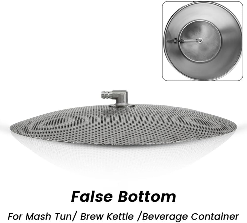 Domed False Bottom, Homebrew 12'' Mash Tun False Bottom Kits, Stainless Steel Domed False Bottom with 3/8'' Hose Barb Elbow Fitting Brew Kettle Use Silver (Color : Type 2)