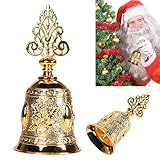 EKKONG Weihnachten Handglocke, Traditionelle Vintage Gold Tischglocke Rufglocke Weihnachtsglocke 2021 Rezeptionsglocke für Schule, Abendessen am Empfang Hotelservice Meditationsgebet Haustiere