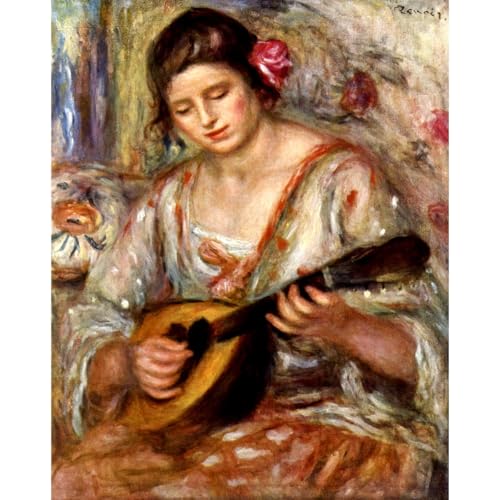 Toile Fille à la mandoline Renoir 127x101 cm : l'éclat des couleurs préservé à vie