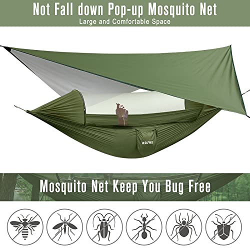 G4Free Large Camping Hammock with Mosquito Net and Rain Fly- 2 Person Portable Hammock with Bug Net and Tent Tarp for Outdoor Hiking Camping Backpacking Travel