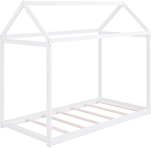 Miniatura 69 de Bellemave Cama individual para niños, cama de madera de pino, camas Montessori para niños, color blanco con estante Blanco,Madera de pino gris,gris