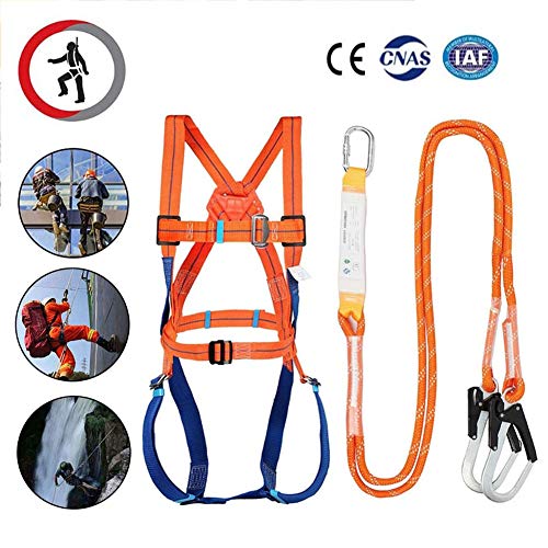 Preisvergleich Produktbild CTEGOOD Vollkörper Auffanggurt Fallschutz Geschirr Safety Dachdeckerset Fallsicherung Schutzausrüstung mit 1,8M Seil, 100kg Tragfähigkeit