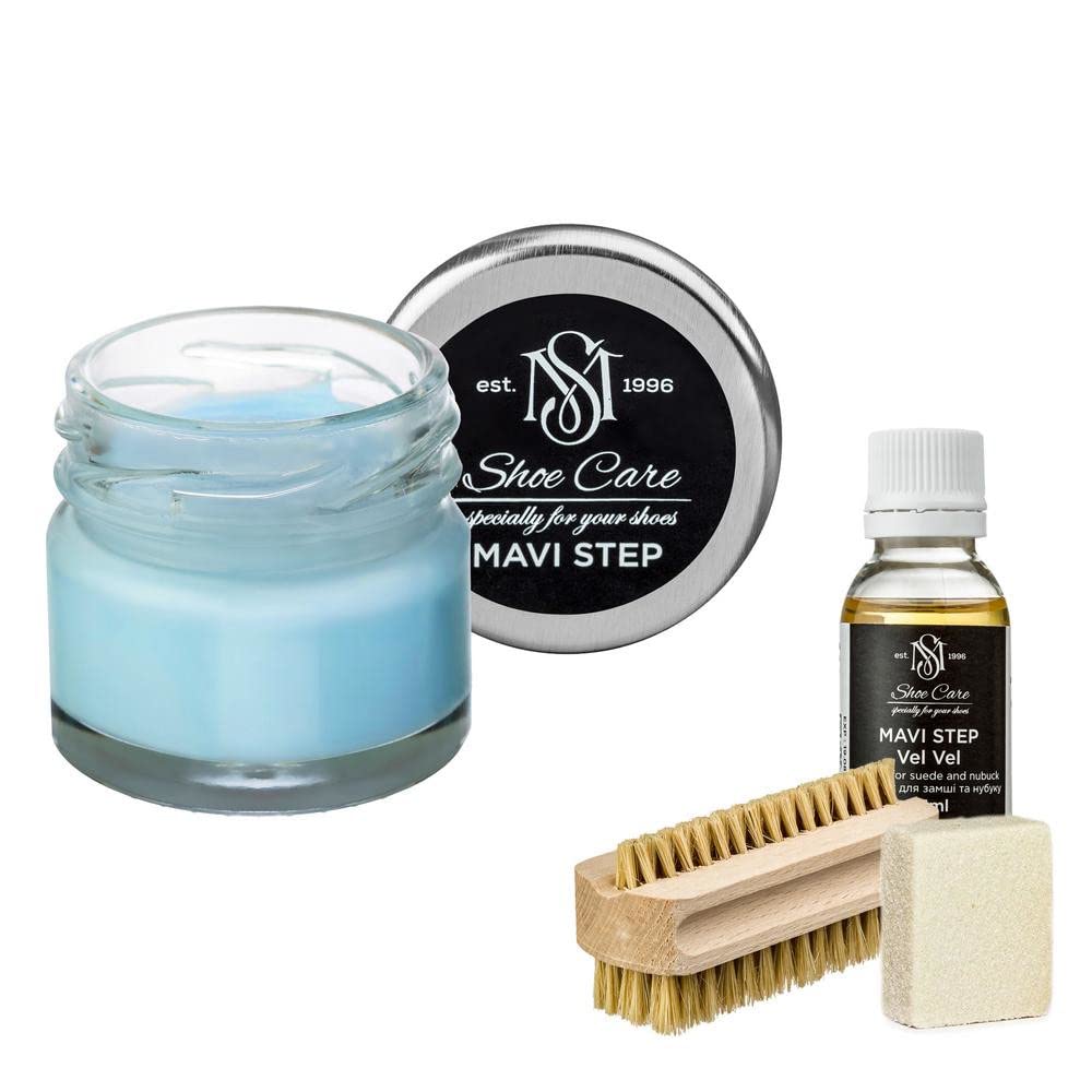 Kit d'entretien pour chaussures en daim et nubuck Aurora - Kit d'entretien de luxe pour chaussures - 121 Bleu Clair