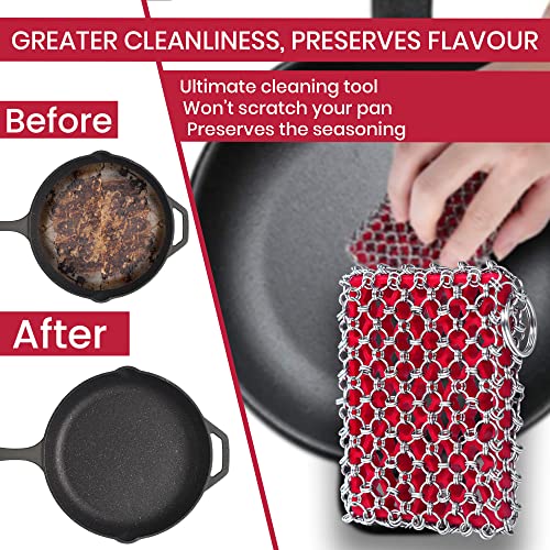 316L Cast Iron Scrubber Kit + Pan Scraper, Silicone Sponge, Dishwasher Safe by Zylark - Image 2