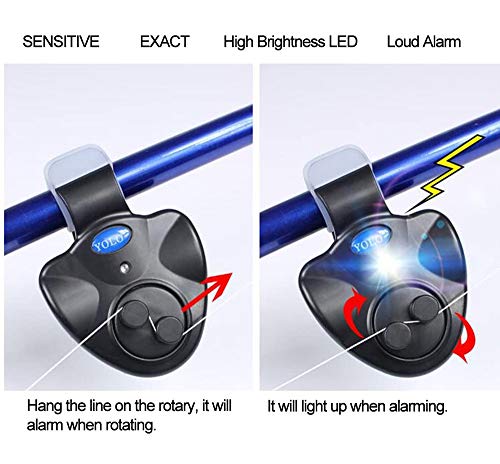Golden^li Fishing Bite Alarm, 3Pcs Electronic Fishing Bite Alarm Indicator Led Light & Sound Alert Bell Easy Clip On Fishing Rod #TOP3