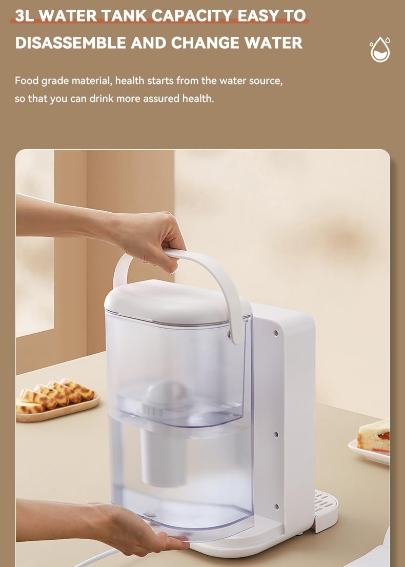 Distributore Istantaneo di Acqua Calda, Distributore Istantaneo di Acqua Calda da Tavolo da 2000 W con Touch Screen, 12 Temperature e 3 Impostazioni di Volume, Filtro dell'Acqua da Piano di Lavoro