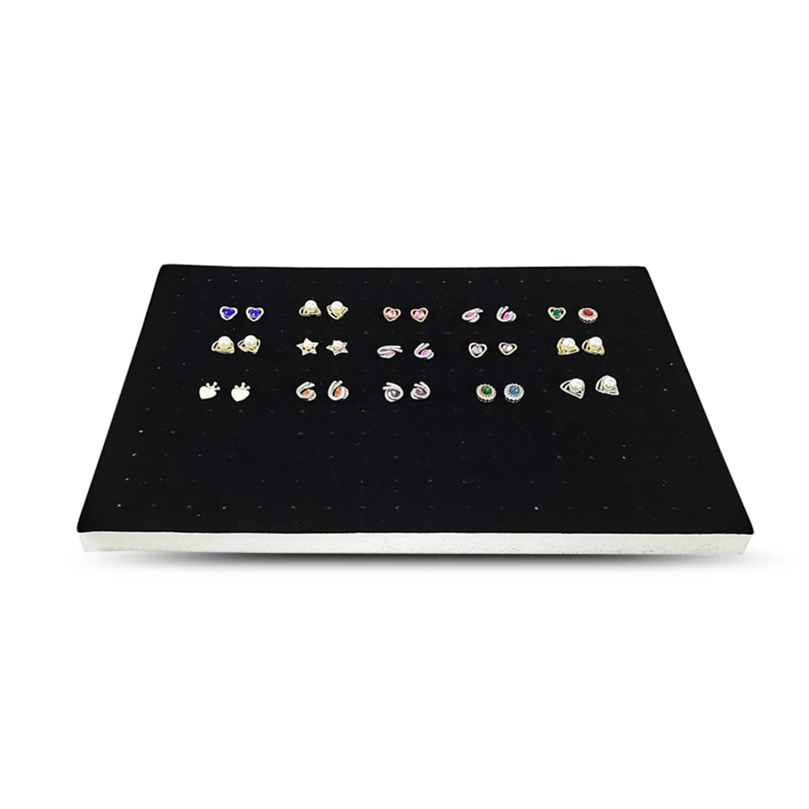 LSNNMU 5pcs 216 Holes Earrings Display Pad Studs Storage Jewelry Tray Inner Box Insert DIY Sponge Mat 33.5 * 22.5 * 1cm For Jewelry(Black Velvet)