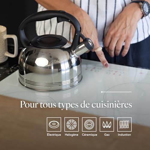 Bouilloire induction sans brûlure Florina Anter avec sifflet de sécurité
