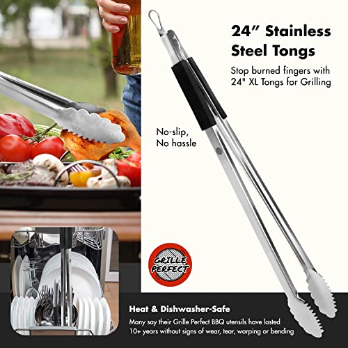 Heavy Duty Tongs (24 Inch) Super Long For Grilling - Extra Long Tongs For Bbq Outdoor Kitchen Cooking - Long Handle Metal Grill Tools Barbecue Tongs - Stainless Steel Tongs For Cooking #TOP5
