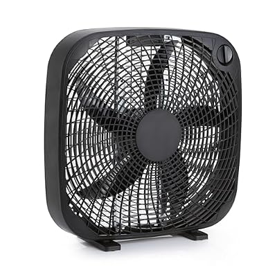 Amazon Basics 3-Speed Box Fan for Bedroom, Portable with Carry Handle, Powerful Airflow, 5 Blades, Lightweight Design, 67 Watts, 20-Inch, Black, 6.8"D x 20.86"W x 21.33"H