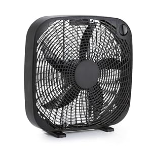 Amazon Basics 20-Inch Box Fan with Powerful Airflow, 3 Speeds, 5 Blades, Lightweight Design, 67 Watts, Black, 6.8 D x 20.86 W x 21.33 H in
