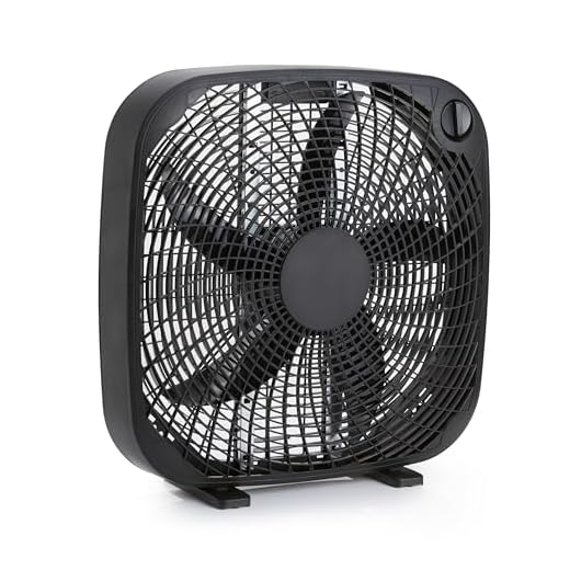 Amazon Basics 3-Speed Box Fan for Bedroom, Portable with Carry Handle, Powerful Airflow, 5 Blades, Lightweight Design, 67 Watts, 20-Inch, Black, 6.8"D x 20.86"W x 21.33"H