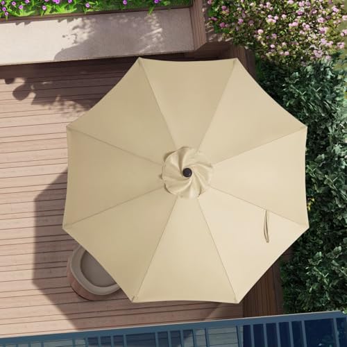 Image of ABCCANOPY 9ft Outdoor Umbrella Replacement Top Suit 8 Ribs (Beige)