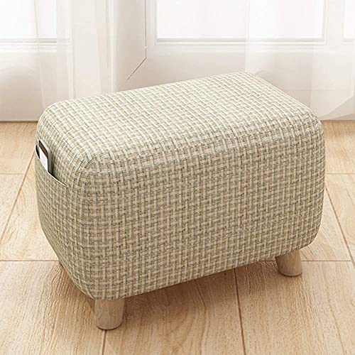 Pouf rond pour salon et bureau : repose-pieds élégant en bois véritable