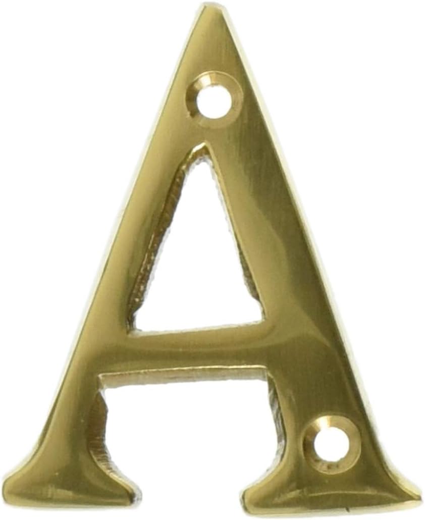 RCH Hardware 2351A-PB050 | Solid Brass 2'' Tall House Mailbox Letter A with Matching Screws (Polished Brass)